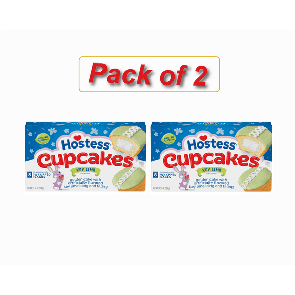 Hostess Cupcakes Snack Cakes with Key Lime Artificially Flavored (Pack of 2)