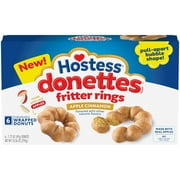 Hostess Donettes Fritter Rings Apple Cinnamon Flavored Donuts with Other Natural Flavors, 10.36 Oz. Box (6 Ct.)
