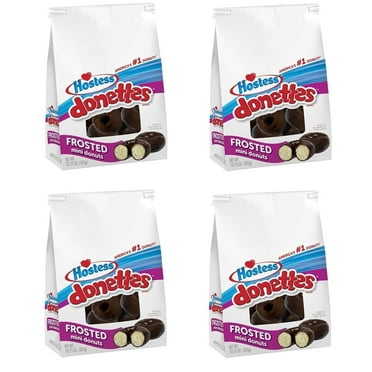 Hostess Donettes - Frosted Mini Donuts - Chocolate Flavored Donuts - 10.75 Oz Bag - Pack of 4