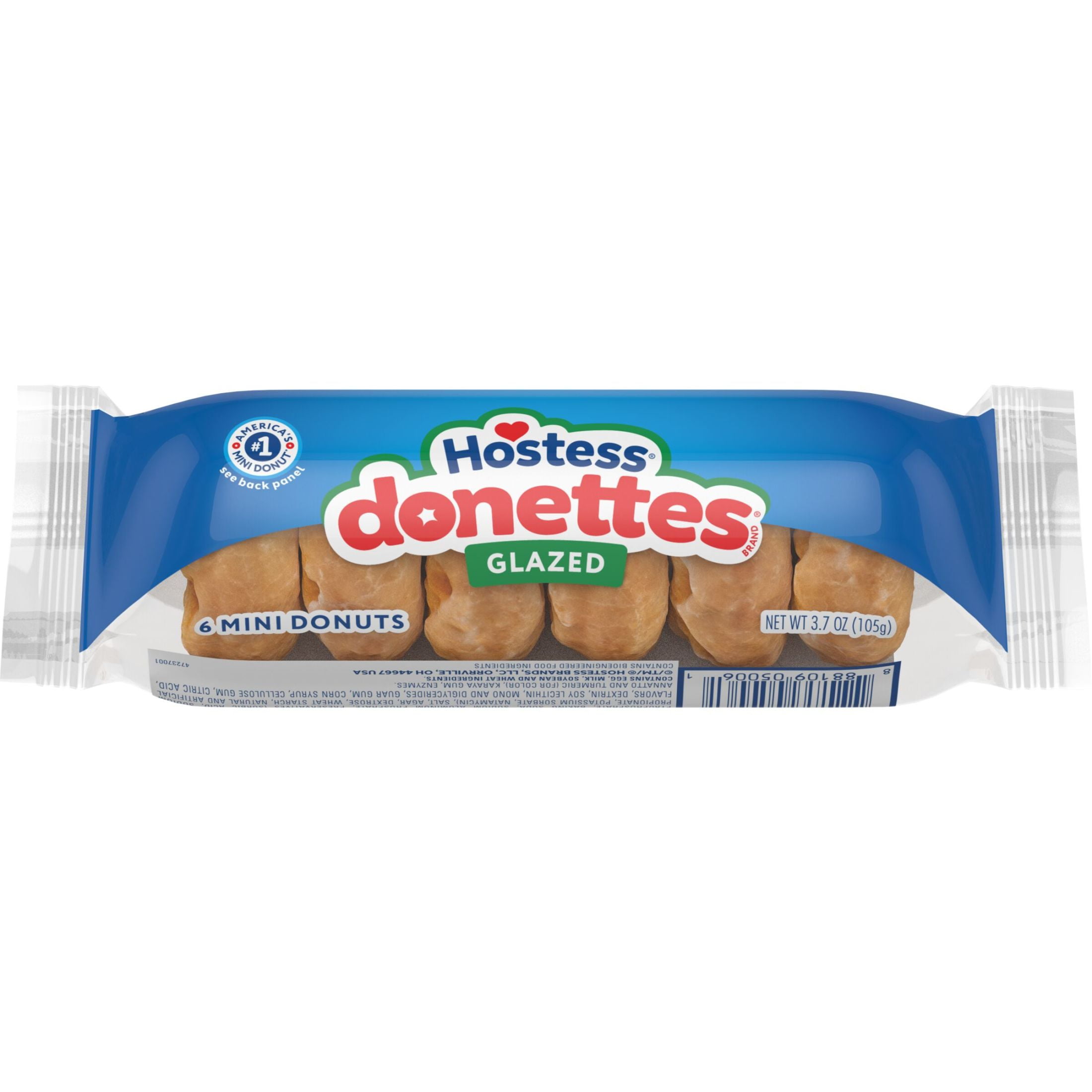 Hostess Donettes, Glazed Mini Donuts, 3.7 oz Sleeve (6 Mini Donuts)