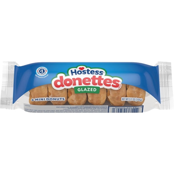 Hostess Donettes, Glazed Mini Donuts, 3.7 oz Sleeve (6 Mini Donuts)