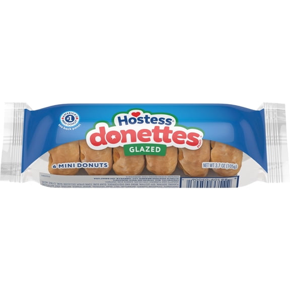 Hostess Donettes, Glazed Mini Donuts, 3.7 oz Sleeve (6 Mini Donuts)