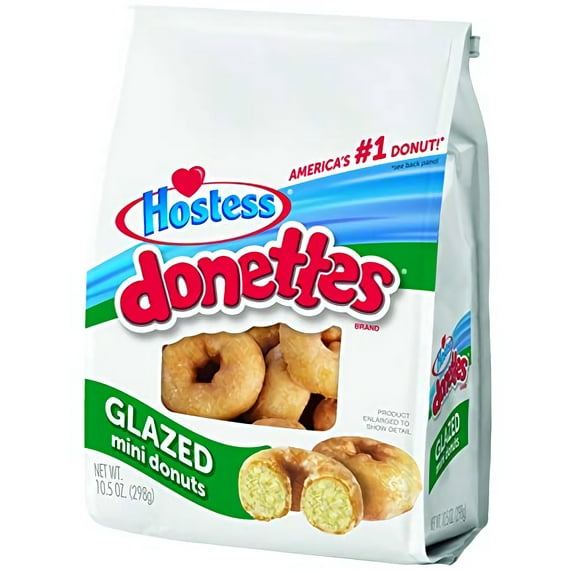 Hostess Donettes Mini Donuts, Glazed, 10.5 Ounce (Pack of 6)