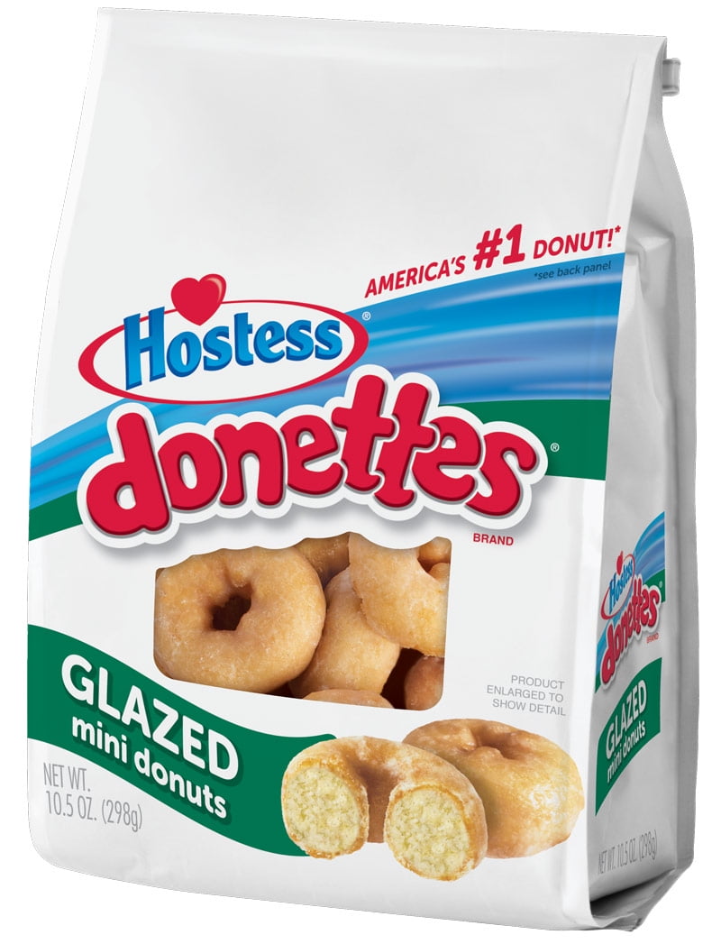 Hostess Donettes Old Fashioned Mini Donuts, Glazed, 10.5 Ounce (Pack of 6)