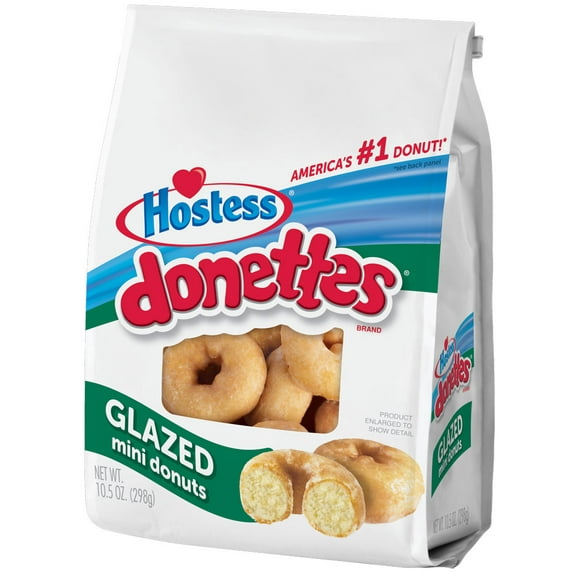 Hostess Donettes Old Fashioned Mini Donuts, Glazed, 10.5 Ounce (Pack of 6)