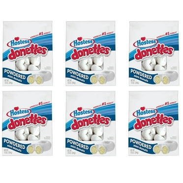 Hostess Donettes - Powdered Mini Donuts - White Cake Dusted With Powdered Sugar - 10 Oz Bag - Pack of 6