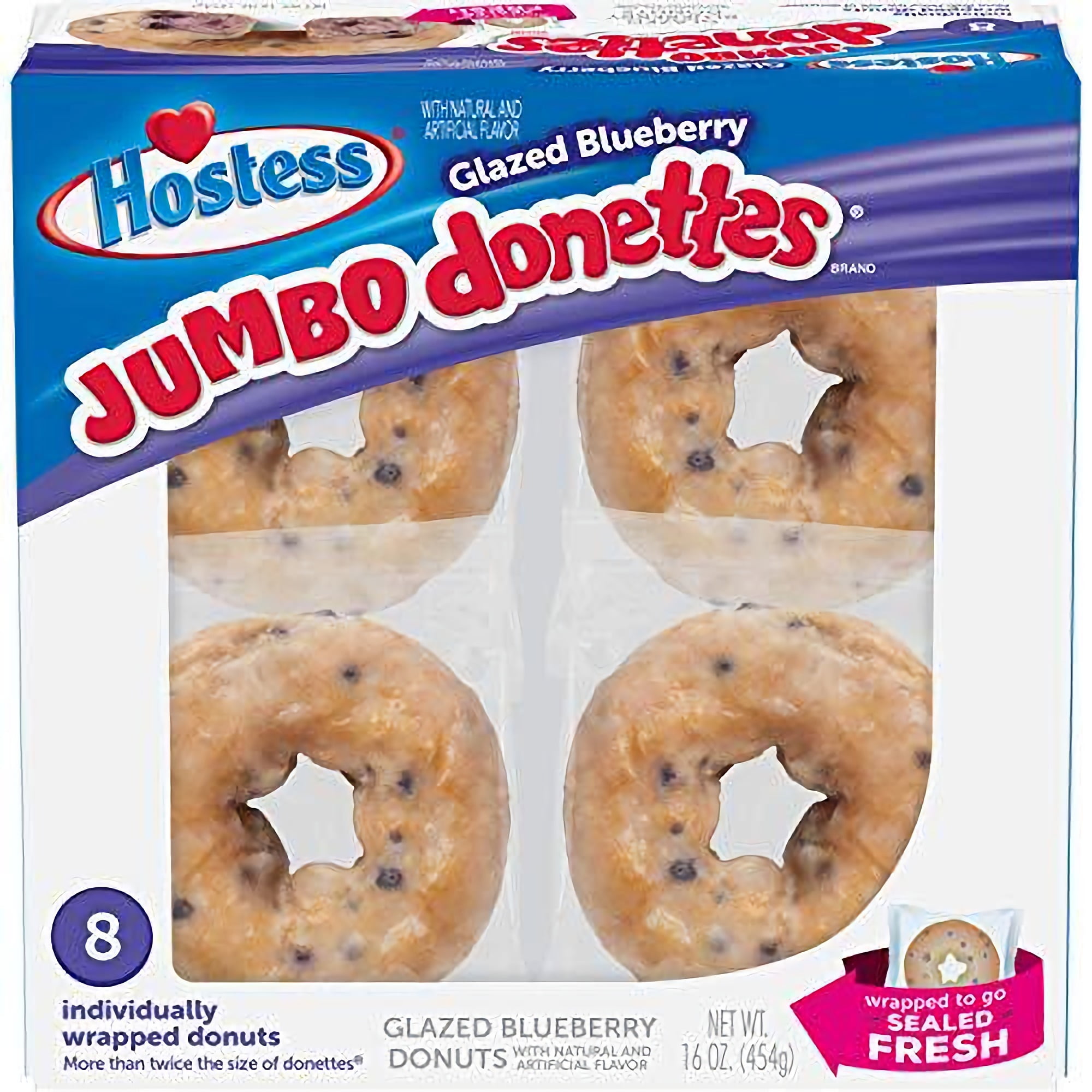 Hostess Glazed Blueberry Jumbo Donuts MultiPack, 16 oz., 6
