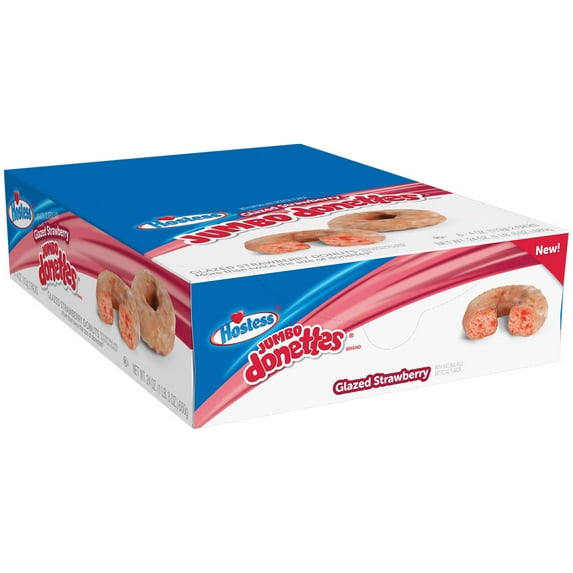 Hostess Glazed Strawberry Jumbo Donuts, 4 Ounce -- 36 per case.