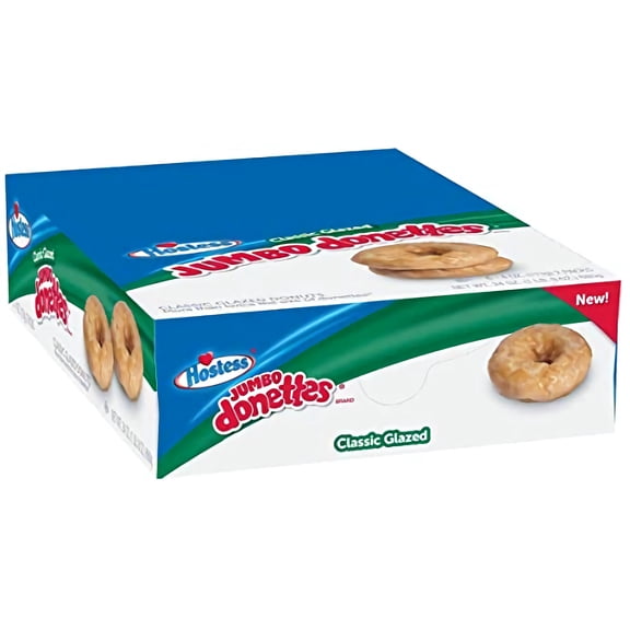 Hostess Jumbo Glazed Donettes | 4 Ounces | 6 Count Box (12 Total Donuts)