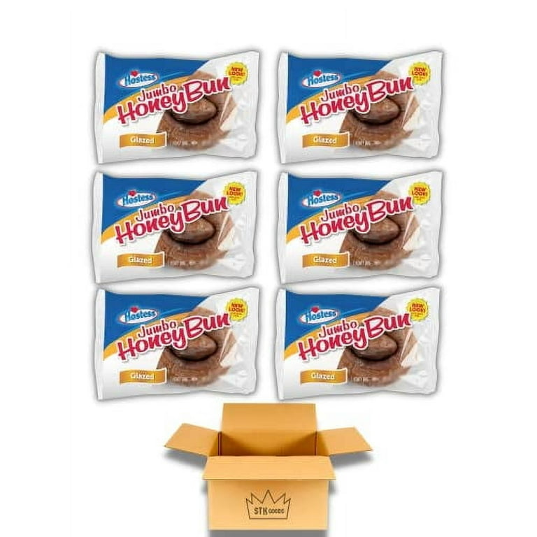Hostess Jumbo Honey Bun Snack Cakes 4 oz Pack of 6 (Jumbo Glazed