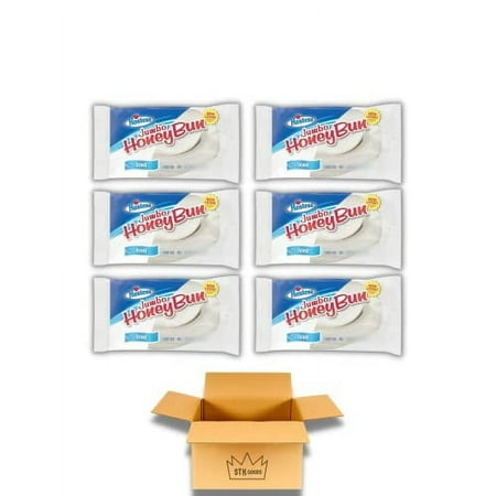 Hostess Jumbo Honey Bun Snack Cakes 4 oz Pack of 6(Jumbo Iced Honey Bun)