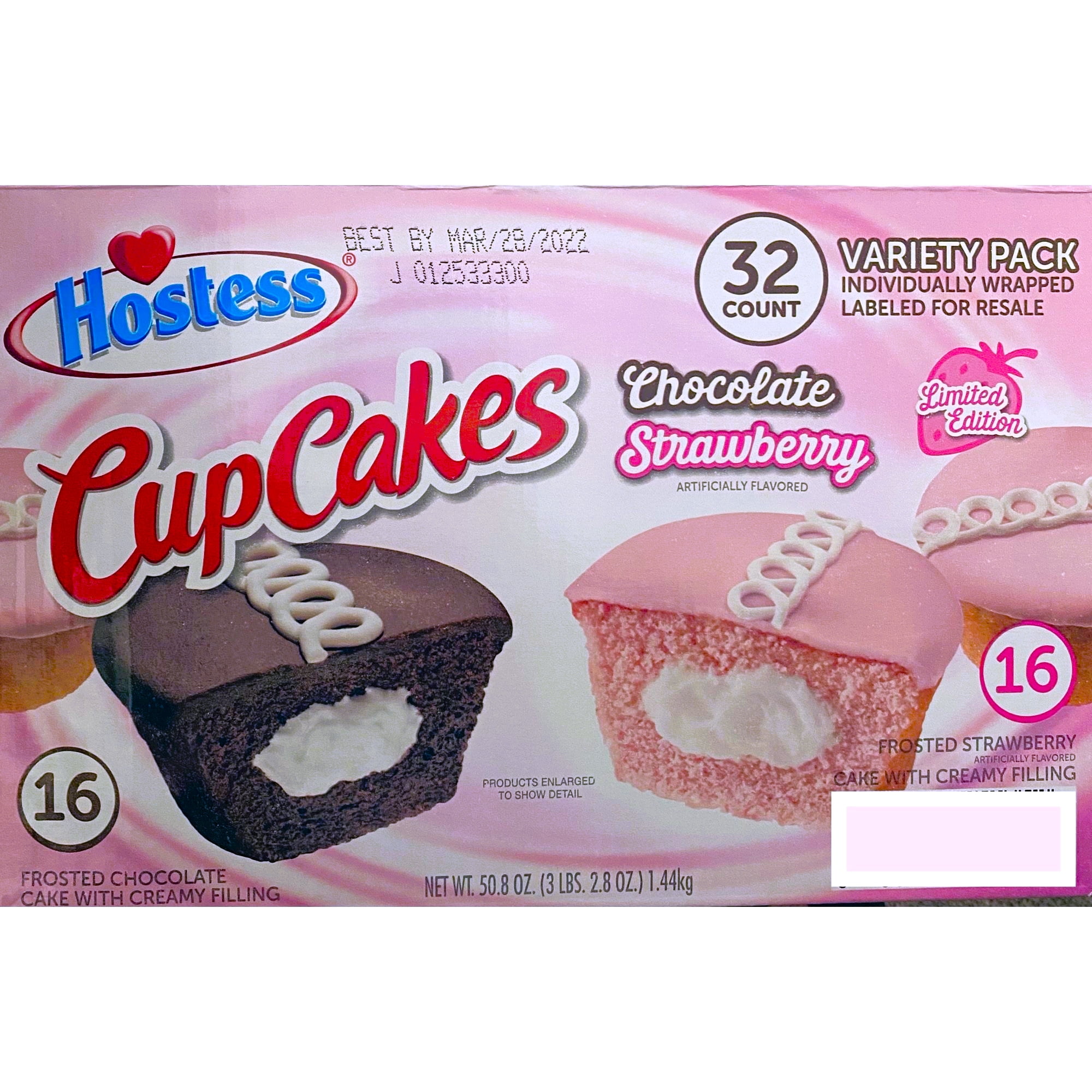 Hostess Limited Edition Chocolate Strawberry Cupcakes 32 Count Variety