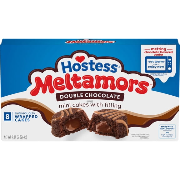 Hostess Meltamors Mini Lava Cakes, Double Chocolate Flavored, 9.31 oz Box (8 Count)