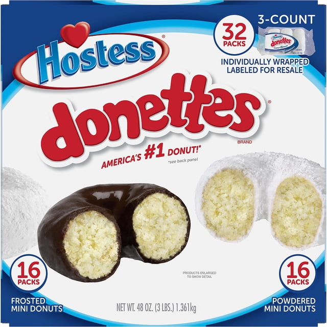 Hostess Mini Powdered & Frosted Chocolate Mini 1.5 Oz, 32 Ct