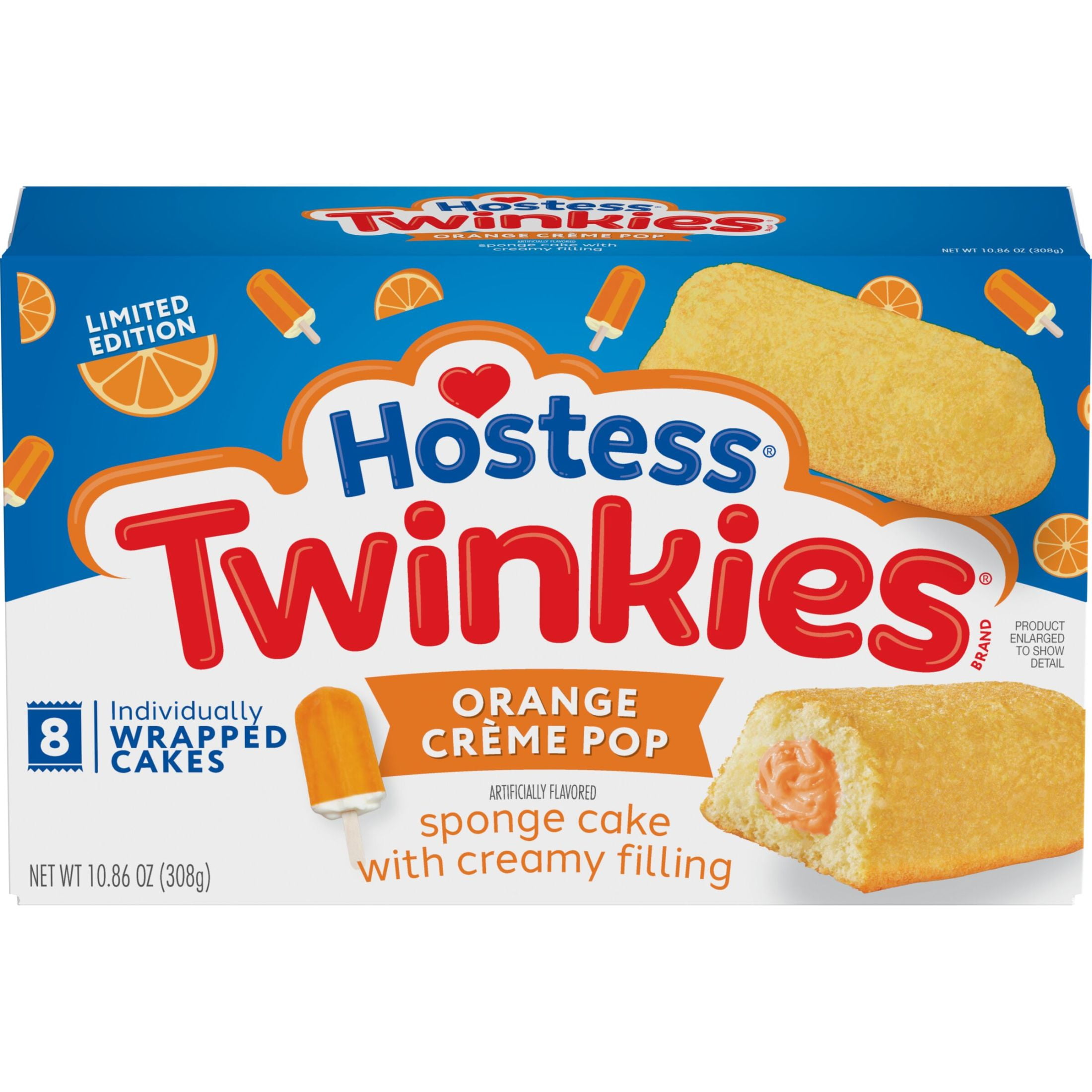HOSTESS Orange Crme Pop TWINKIES, Artificially Flavored Snack Cakes, 8 ct, 10.86 oz