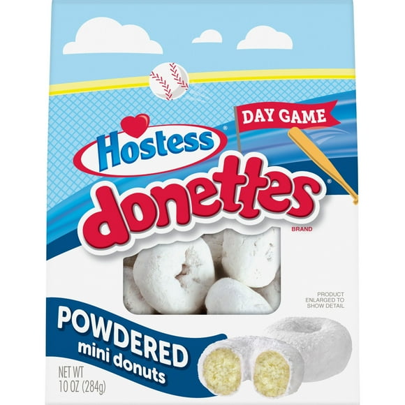 HOSTESS Baseball Powdered DONETTES Mini Donuts, Day Game, Limited Edition – Bag 10 oz