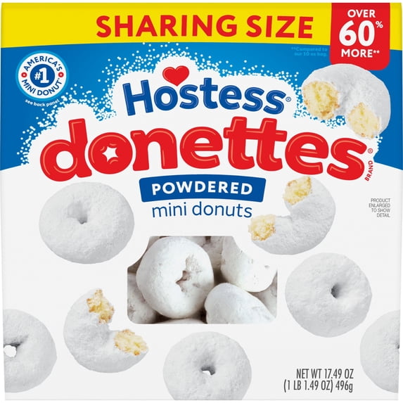 Hostess Donettes, Powdered Mini Donuts, 17.49 oz Sharing Size Bag
