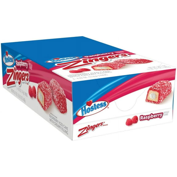 Hostess Raspberry Zingers, Cream-Filled Snack Cakes, 3 Cakes per Pack, (Pack of 6)