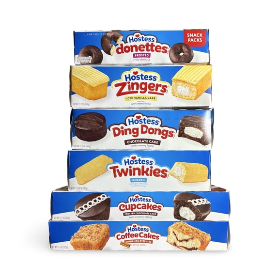 Hostess Snack Cake Lovers Classics Variety | 52 Cakes Total | Cupcakes, Ding Dongs, Twinkies, Coffee cakes, Hohos & Snoballs