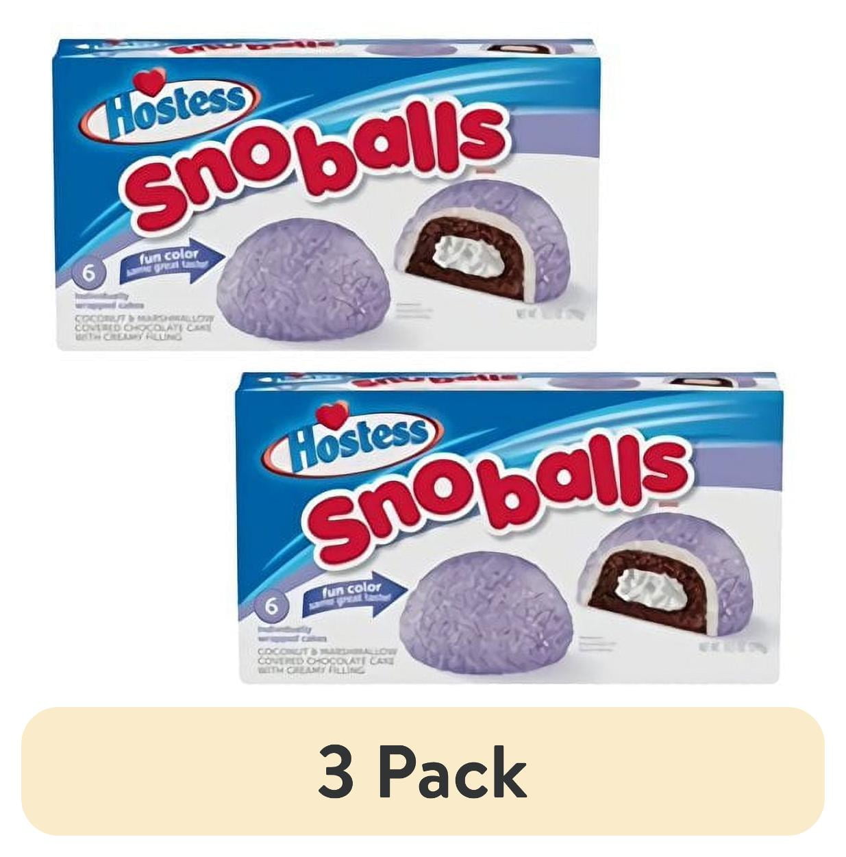 (3 pack) Hostess Sno Balls, 6 Count Pack of 2 (12 Total Snoballs