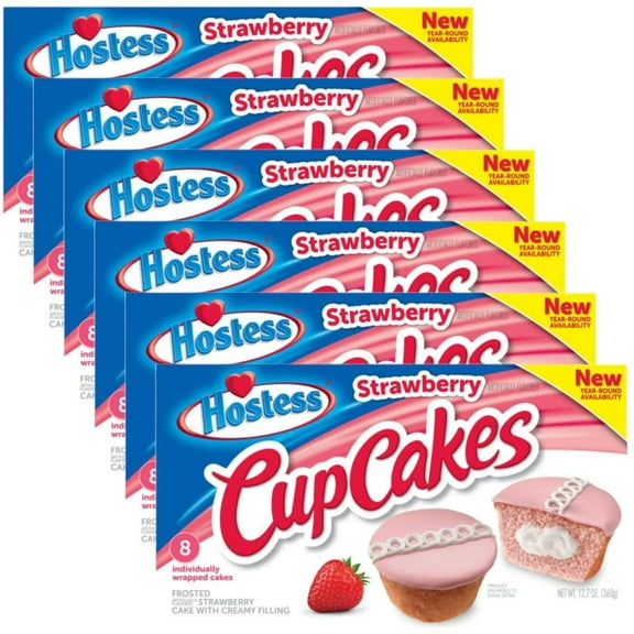 Hostess Strawberry Cupcakes, 12.7 Ounce, Box of 8, 6 Count Case