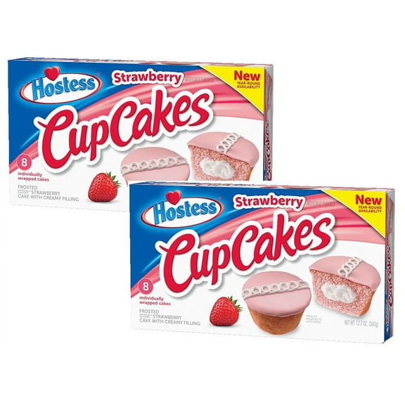 Hostess Strawberry Cupcakes 8 count 12.7 ounces (2 Pack) Free Gift from Winrock Store