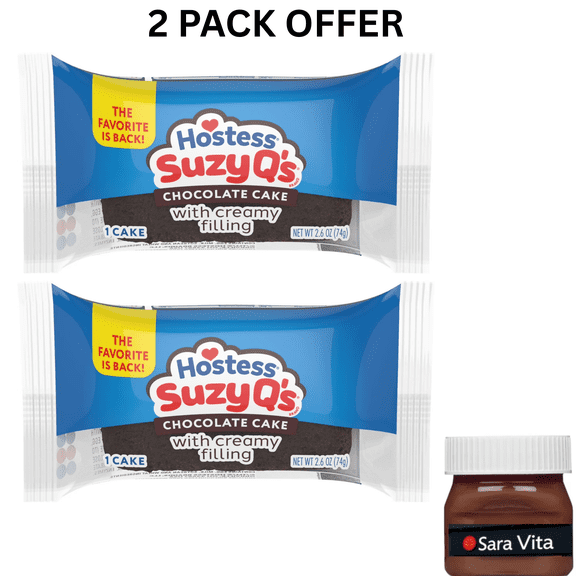 Hostess Suzy Qs Chocolate Snack Cake with Creamy Filling, 2.6 oz Single Serve Pouch