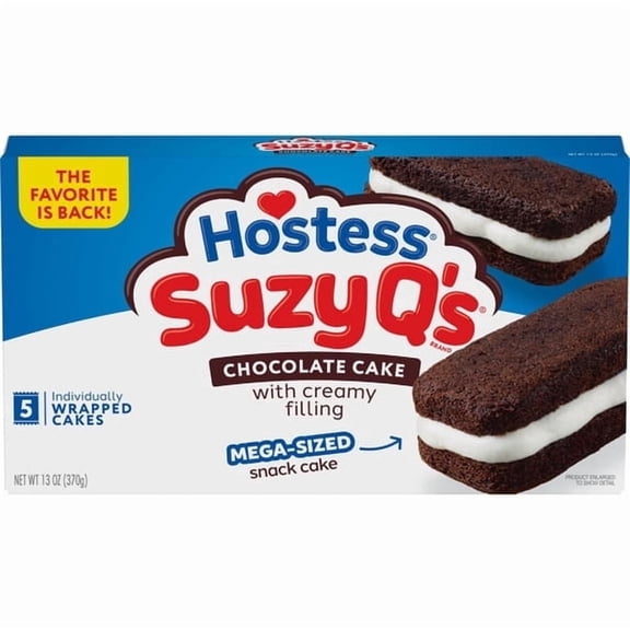 Hostess Suzy Qs Chocolate Snack Cakes with Creamy Filling, 13 oz Box (5 Count)