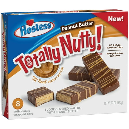 Hostess Totally Nutty Fudge Covered Wafers with Peanut Butter, 12 oz [One 8 Count Package]