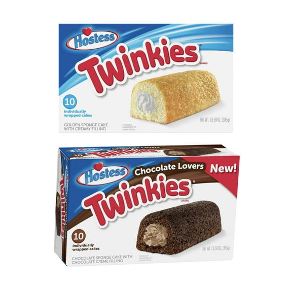 Hostess Twinkies Lovers Bundle Chocolate And Vanilla 10 Individually Wrapped Cakes - 13.5Oz Each Box