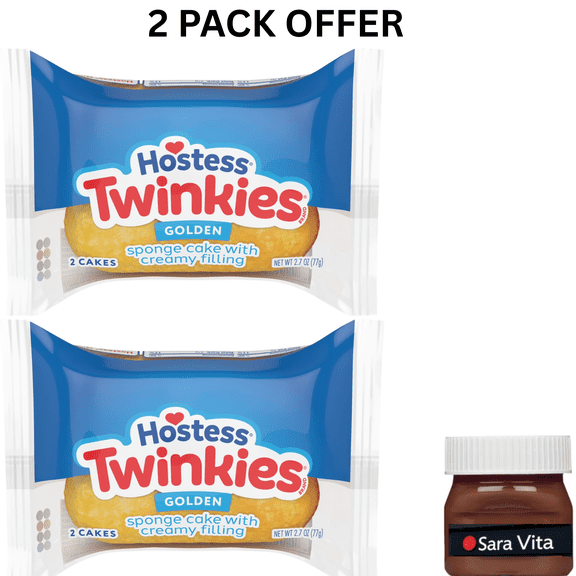 Hostess Twinkies Snack Cakes, Golden Sponge Cake with Creamy Filling, 2.7 oz Sleeve (2 Cakes)