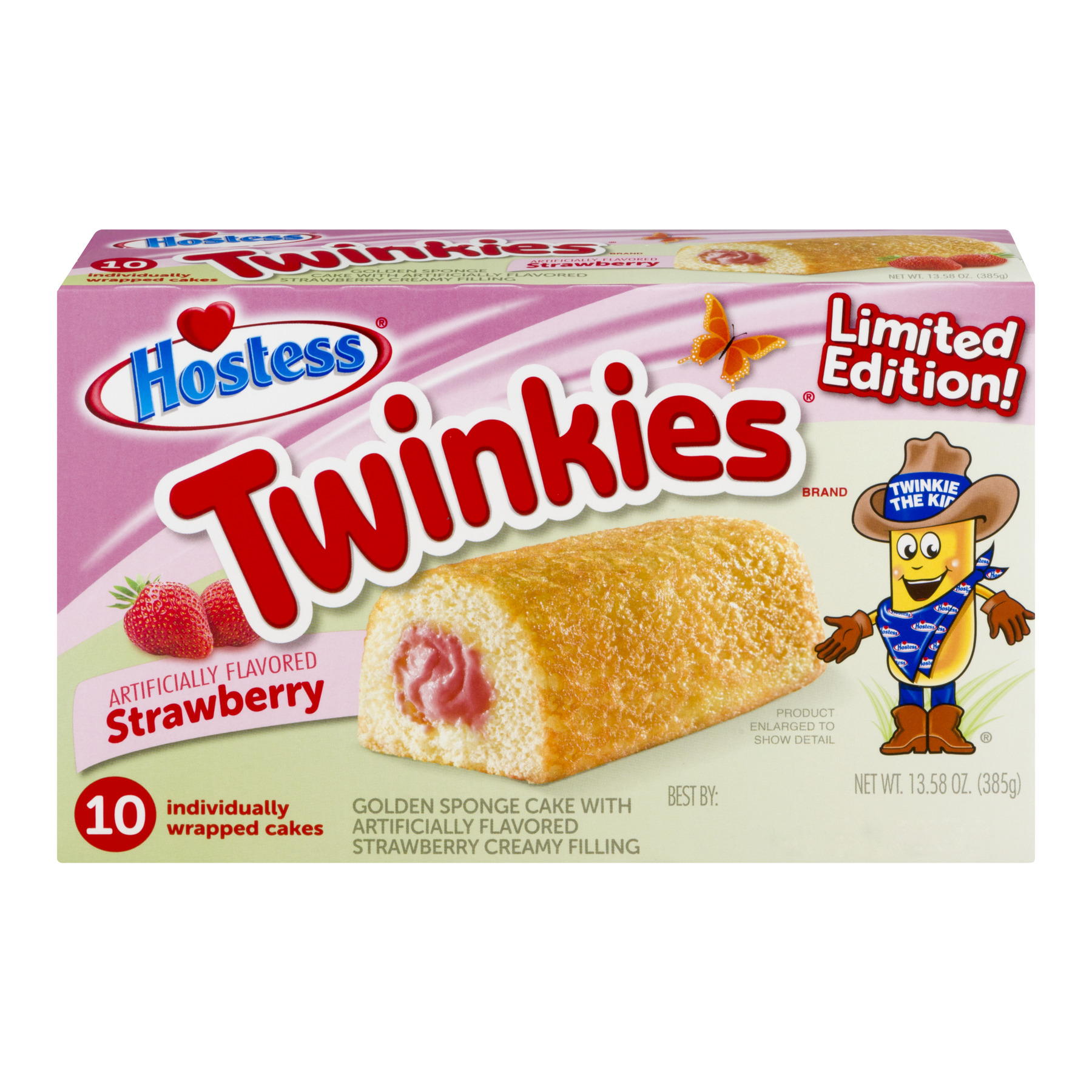 Hostess Valentine Strawberry Cream Filled Golden Sponge Cake Twinkie 10 Count 13 58oz Box