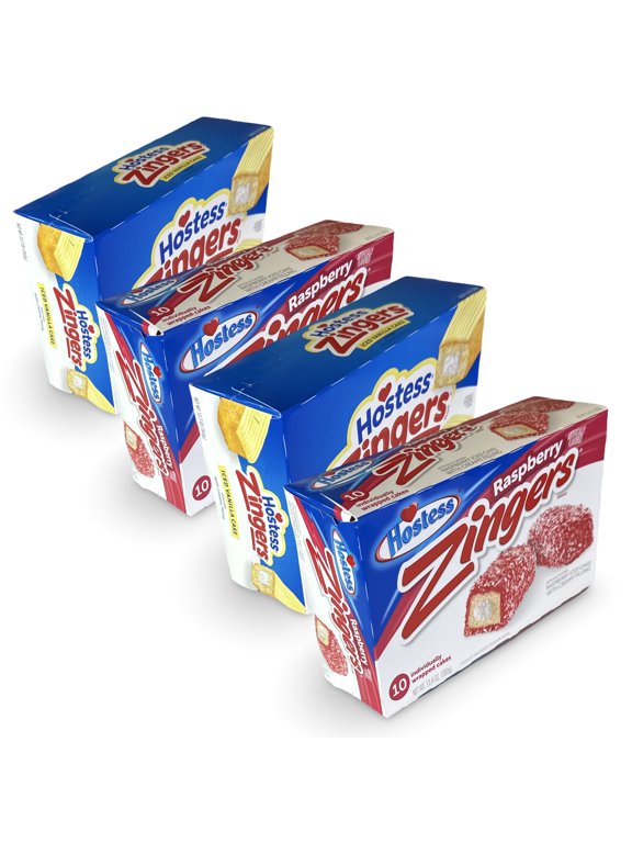 Zingers Combo | Iced Vanilla & Raspberry | 12.7 Ounce | Four 10 Count Boxes (40 Total Zingers)