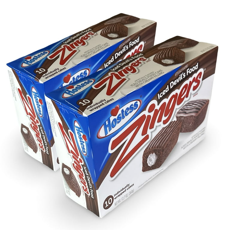 Hostess Iced Devil's Food Zingers, Chocolate Snack Cakes, 12.7