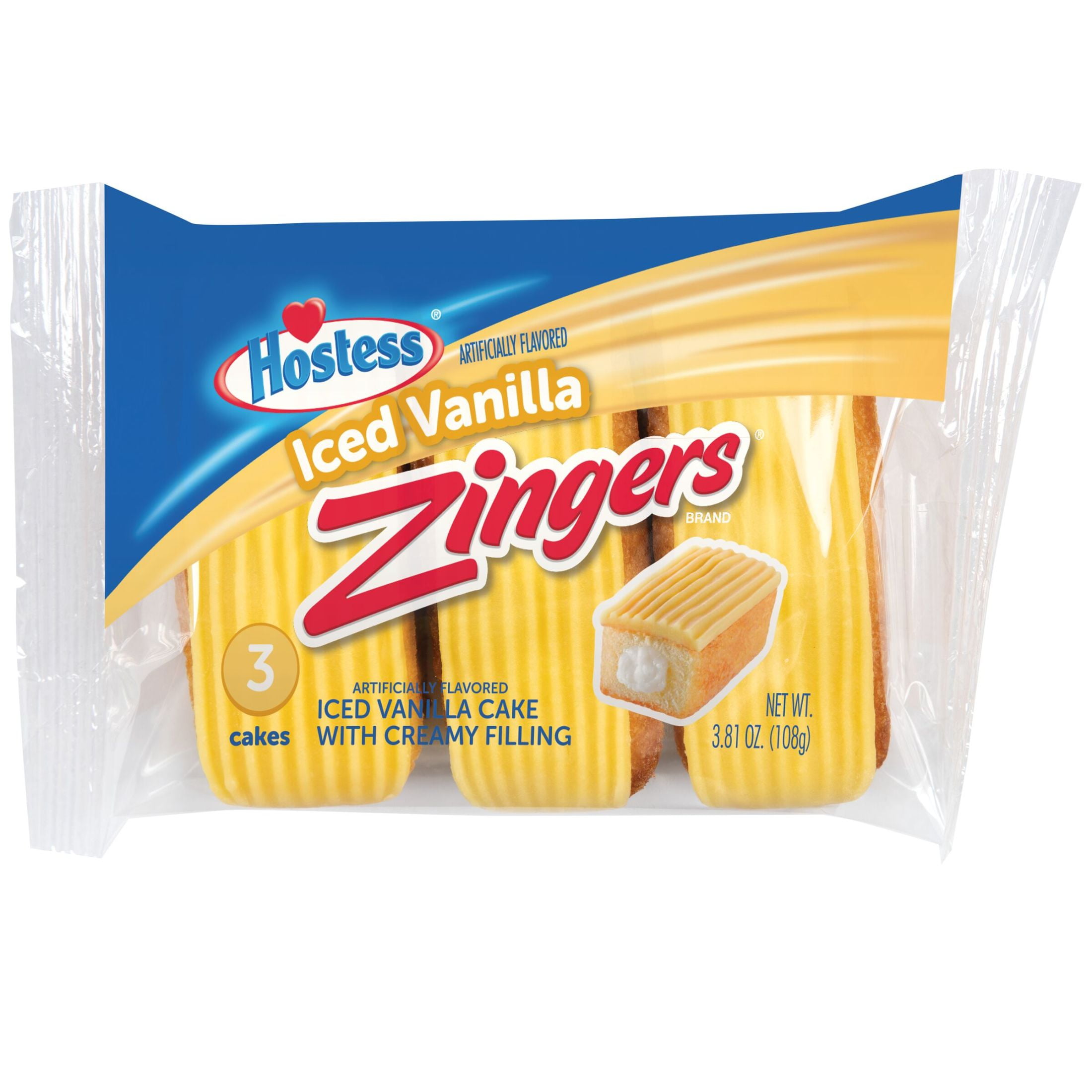 HOSTESS Iced Vanilla ZINGERS Single Serve, 3 Count, 3.81 oz