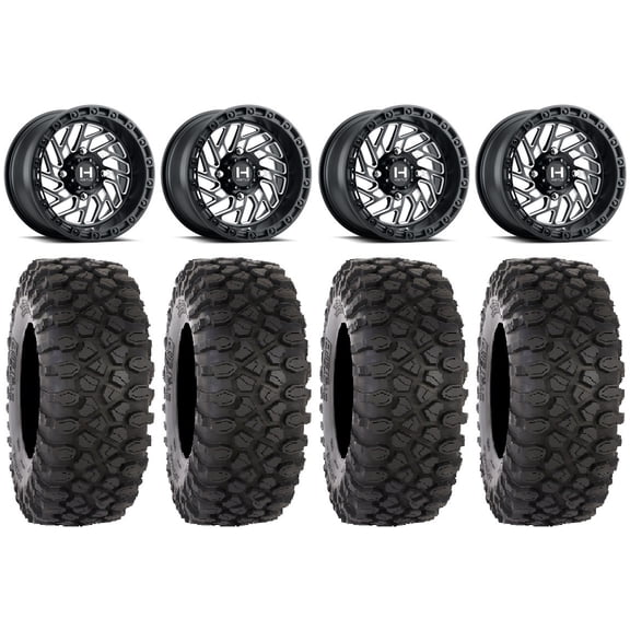 Hostile Jigsaw 15" Wheels Milled 30" XC450 Tires Sportsman RZR Ranger