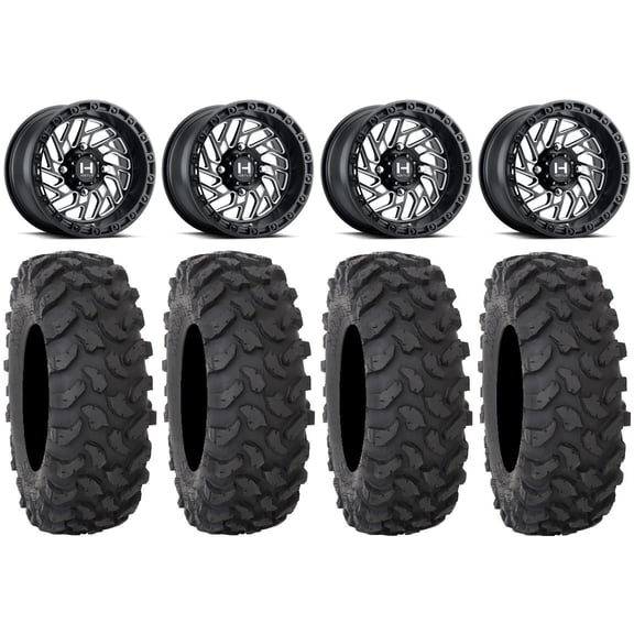 Hostile Jigsaw 15" Wheels Milled 30" XTR370 Tires Sportsman RZR Ranger