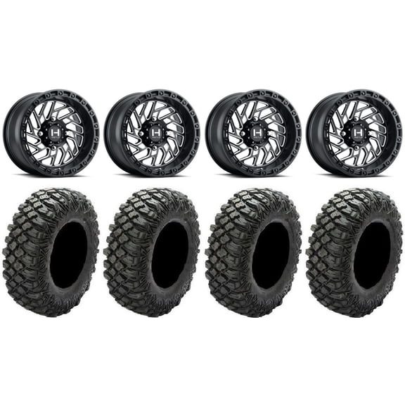 Hostile Jigsaw 15" Wheels Milled 32" Crawler XG Tires Polaris RZR XP 1000 / PRO XP / Ranger XP 900/1000