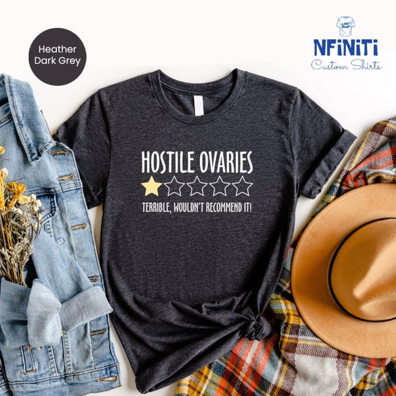 Hostile Ovaries Star Rating Shirt: Ovarian Cancer Awareness Tee All Size S-5Xl