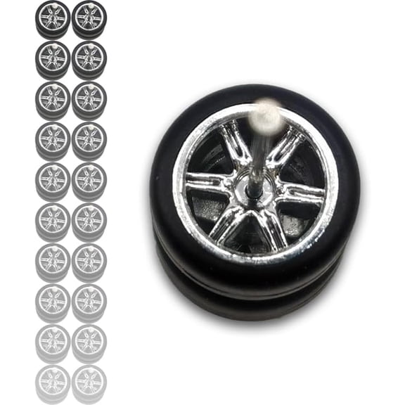 Hot 1/64 Wheels for 1:64 Diecast Model Cars (Silver Electroplated, 10 Sets / 1 Box), Sporty, JDM, Muscle, Off-Road Style Miniature Modified Accessories