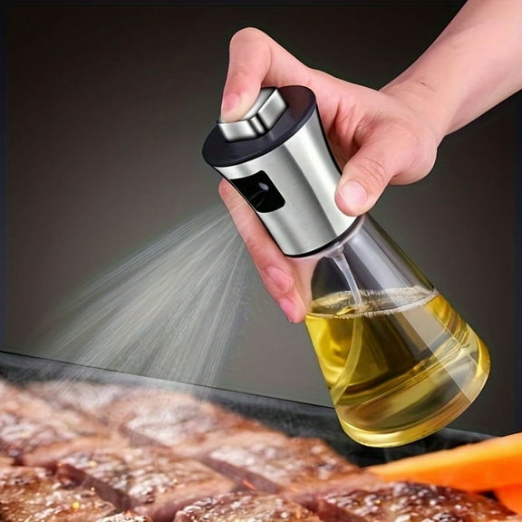 Hot!304 Stainless Steel Oil Spray Bottle, Large Pressurized Glass Container for Kitchen & BBQ - BPA-Free, Ergonomic Triangle Design - Ideal for Olive & Cooking Oils, Perfect Eid Al-Adha Gift