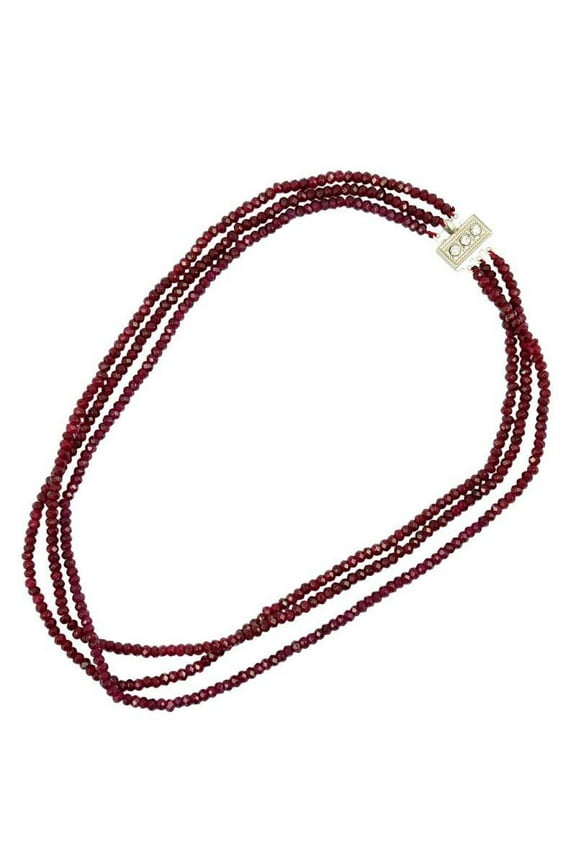 Hot 3x4mm Natural Faceted Gemstone Beads Statement Necklace 3 Strands