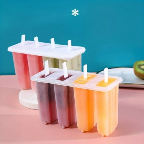 Hot!4-Cavity White Silicone Popsicle Mold with Lid – Reusable BPA-Free Ice Pop Maker for Homemade Frozen Yogurt, Fruit Bars & Summer Desserts