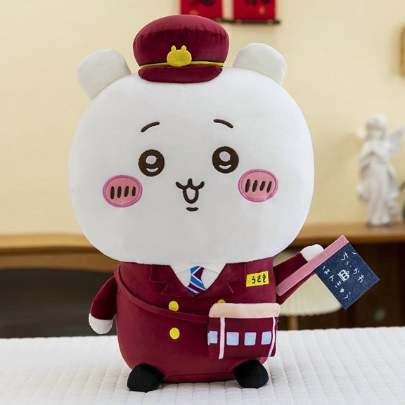 Hot 55cm Cute Chiikawa Cartoon Usagi Stuffed Doll Train Attendant Costume Kawaii Hachiware Plush Toy Anime Style Gift