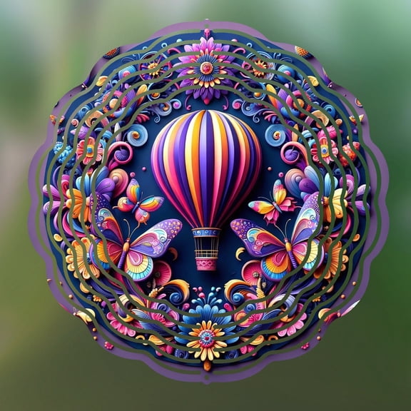 Hot Air Balloon 10 Inch Metal Double-Sided Rotating Wind Spinner for Garden, Lawn, Patio Outdoor Yard Decor - Durable Metal Rotating Spinner, , Easy to Hang.
