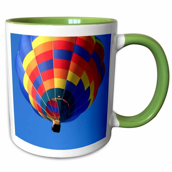 3drose, Hot Air Balloon, 15oz Two-tone Green Mug