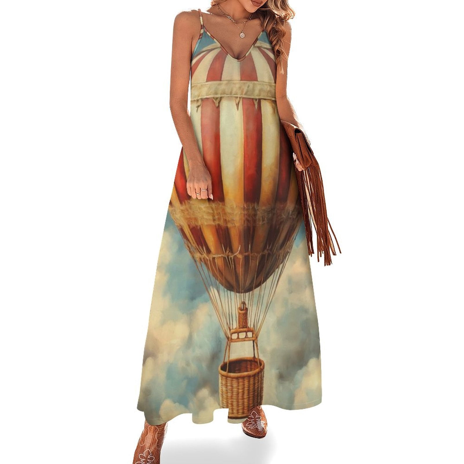 Vintage Hot Air Balloons Sleeveless Dress