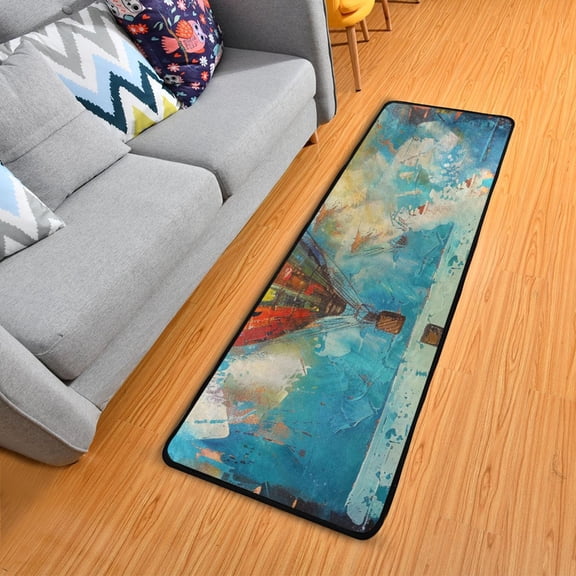 Hot Air Balloon 7224 inch Runner Rug Non-Slip Pads Ares Rugs Washable for Bedroom Bathroom Living Room