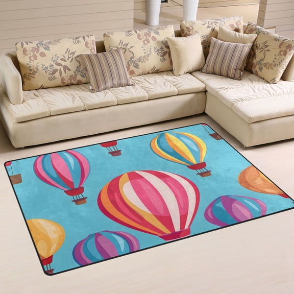 Hot Air Balloon Area Floor Mats Non-Slip Rugs Soft Doormat 60 x 39 inch Carpet for Living Dining Room Bedroom Decorative