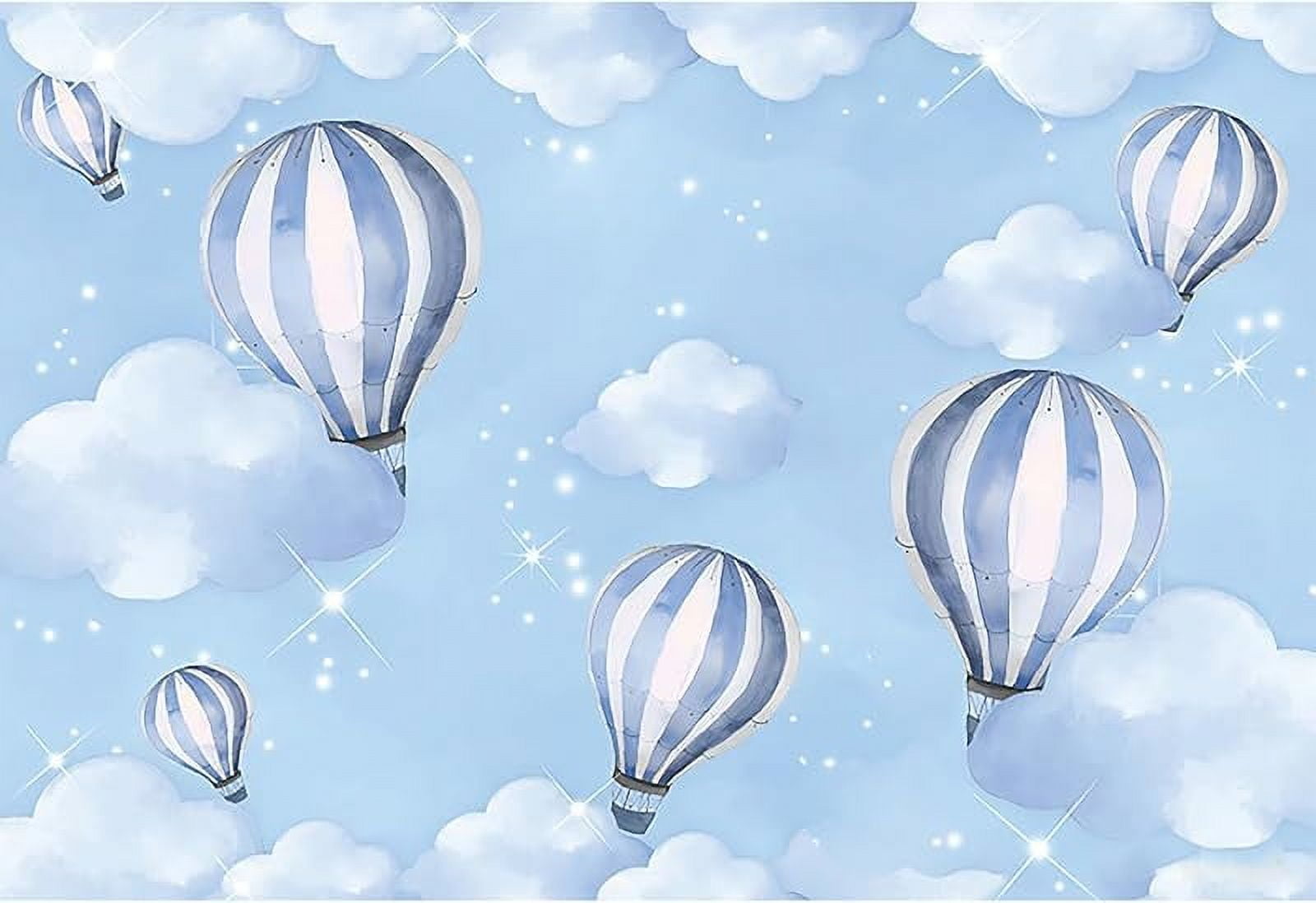 Custom Name Hot Air Balloon Sky 1st Birthday Backdrop